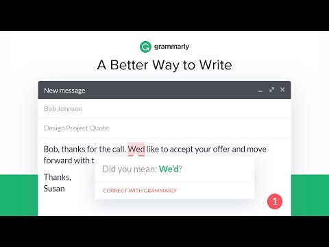 Grammarly correcting an email