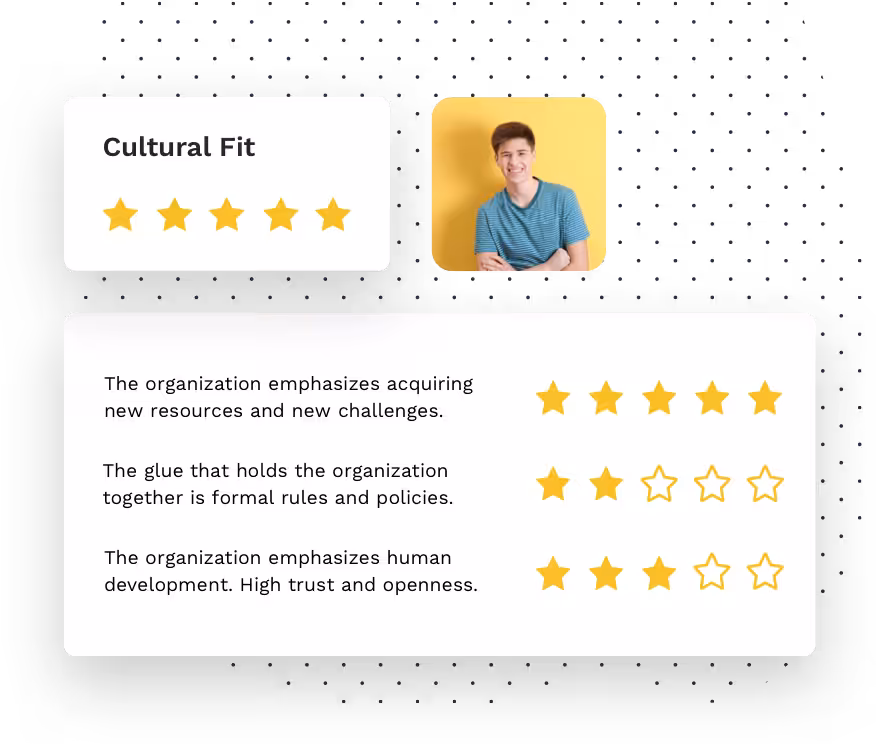 Candidate distributing preference stars across culture statements in Harver's cultural fit assessment