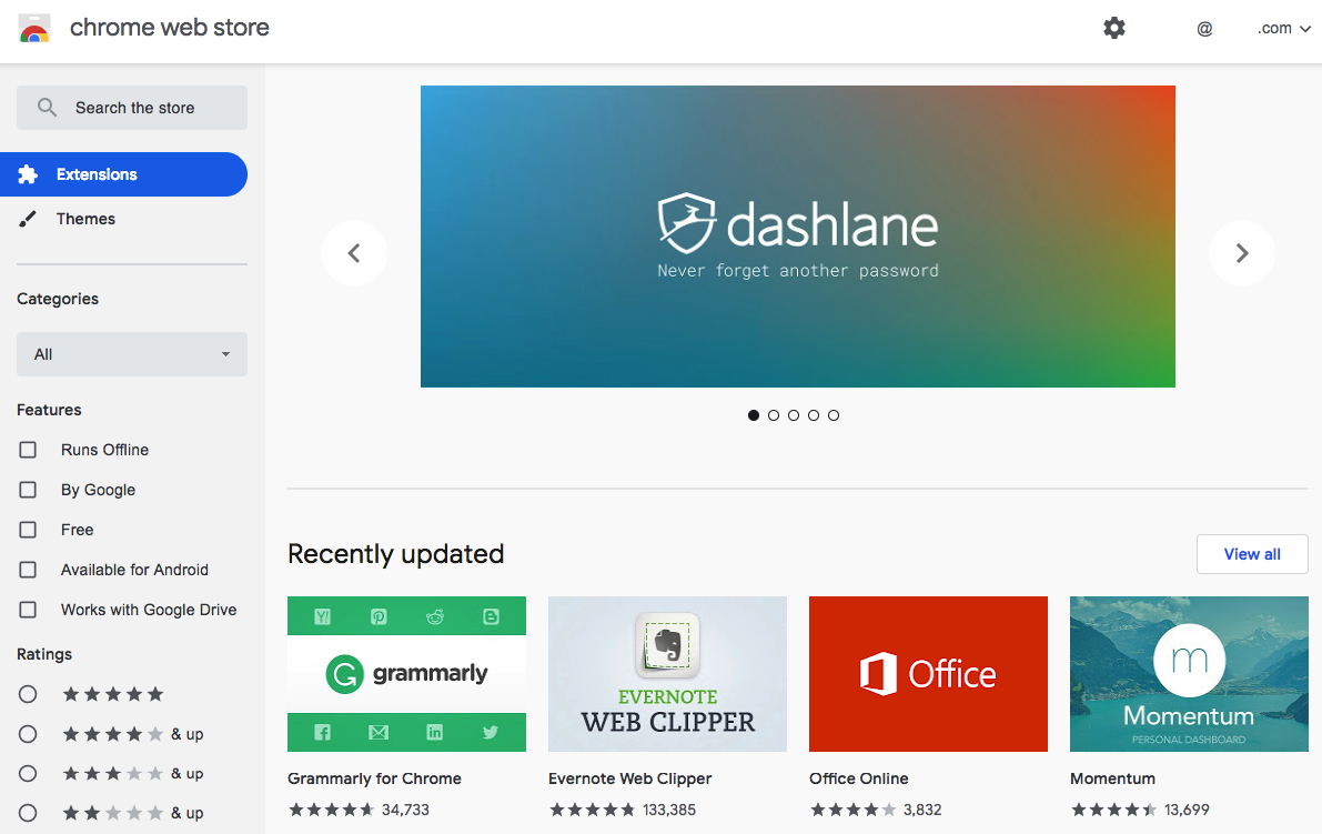 Chrome web store extensions