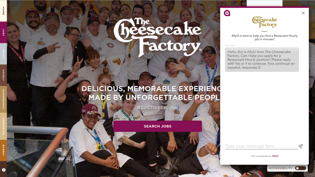  Chatbot de CheesecakeFactory