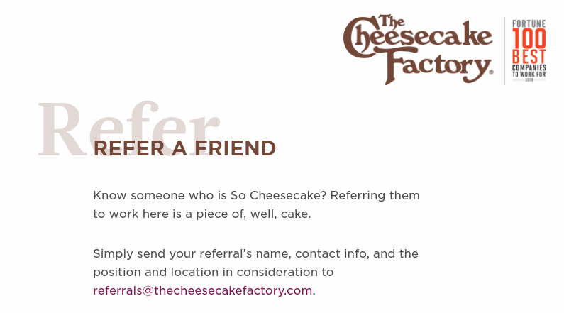  Références de CheesecakeFactory