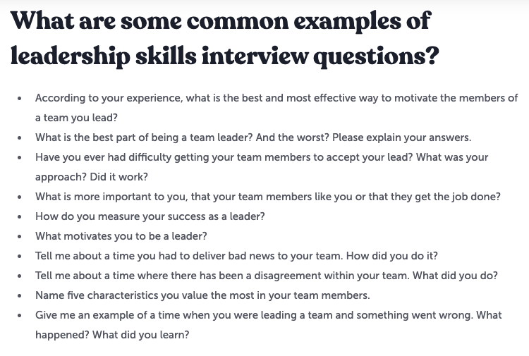 Leadership Skills Interview Questions
