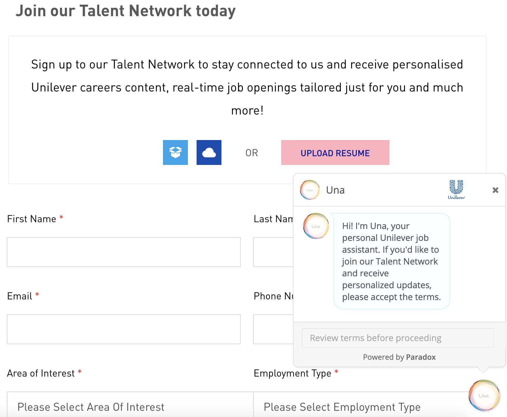 Unilever Talent Network