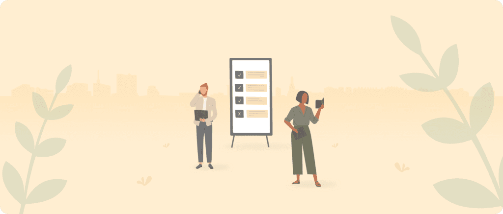 An animated figure looking at multiple tasks