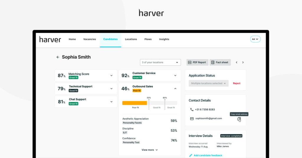 Candidate profile - matching scores