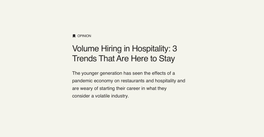 Volume hiring in hospitality - trends for 2022