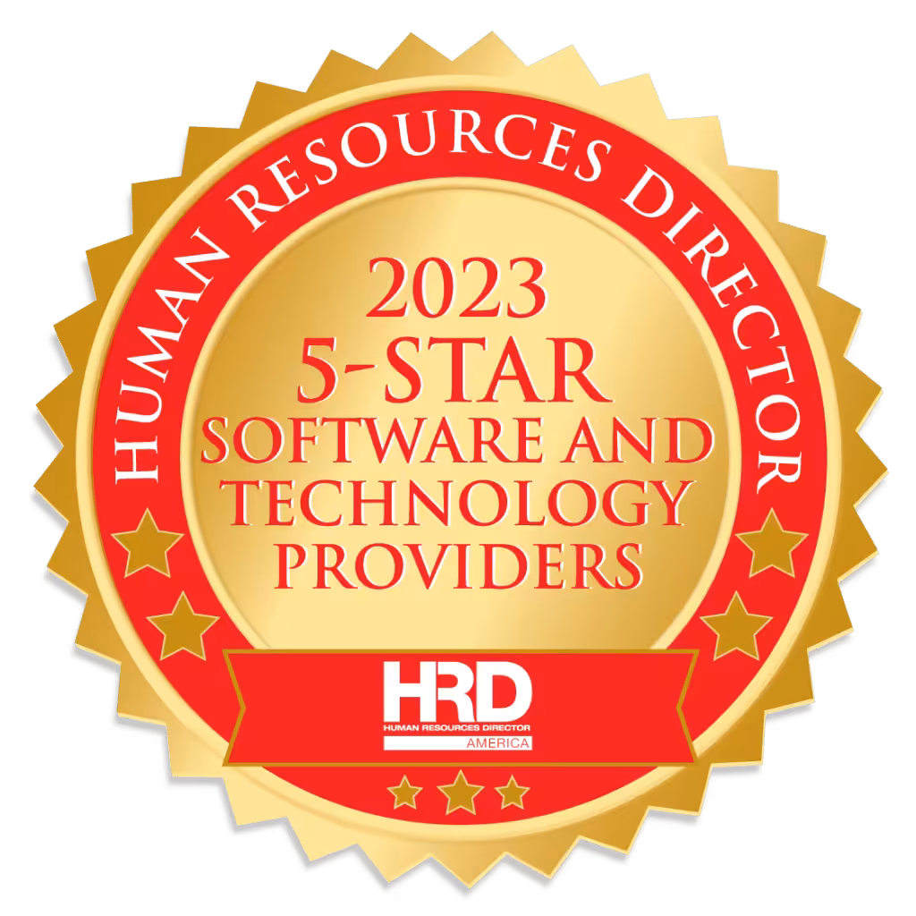 Award badge from Human Resources Director naming Harver as a 5-Star Recruiting Software solution