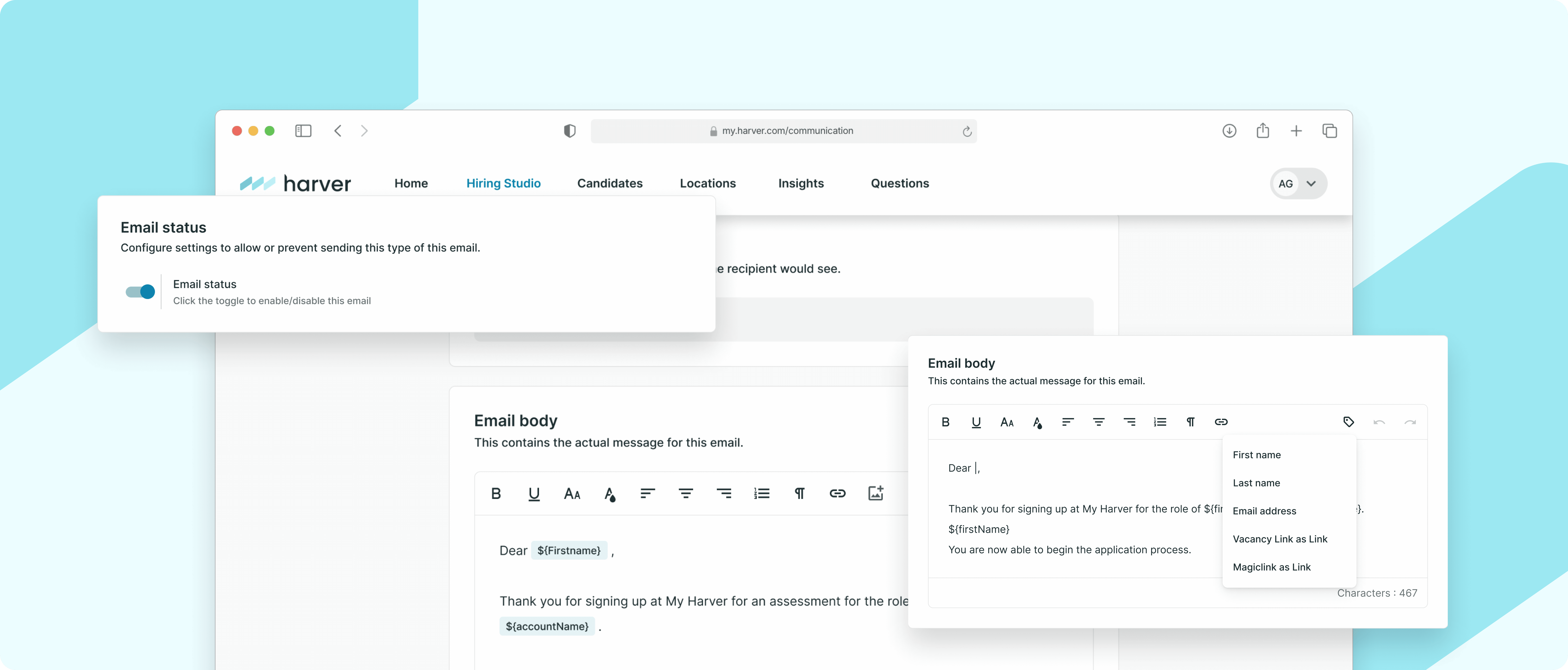 communications center on Harver platform product update