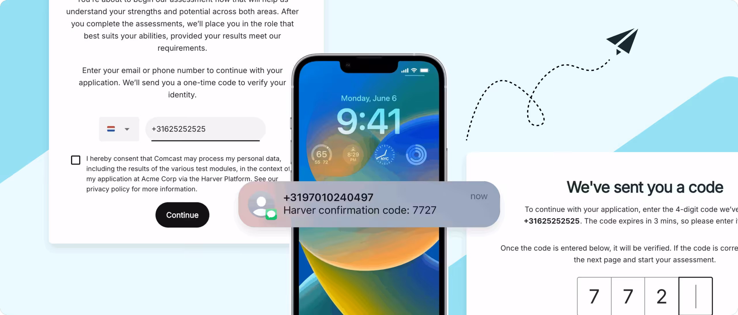 blog post about SMS text message reminders, authentication for candidate hiring process